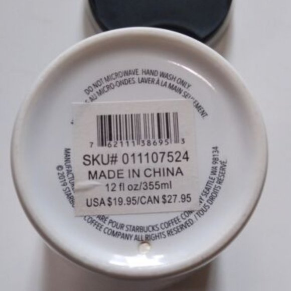 Starbucks Gold Flecked White Holiday Ceramic Tumbler 12 oz 2019 Collection - Picture 6 of 6